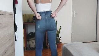 Redhead Teen Strips Outfits on Webcam, Small Tits & Ass Tease