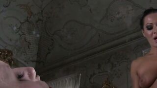 Sandra Romain Whips Ballgagged Blonde Angel Wicky in Luxury Mansion Femdom