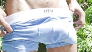 John Long Oiled Hairy Dick Solo Masturbates & Cum Public By Poolside