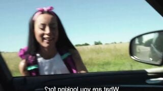 Abigail Mac Deepthroats Big Cock in Car After Deal for Riding