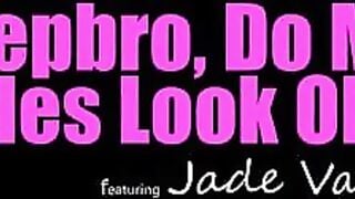 Jade Valentine Stepsister Deepthroats Stepbro in Pink Bikini