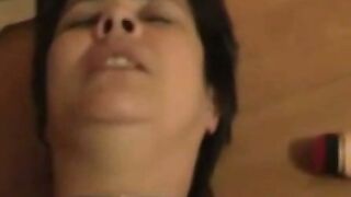 German Mature Amateur Sucks Cock and Rides Vibrator at Home