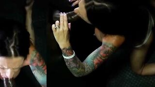 Tattooed Maria May Deepthroats Glory Hole Cock & Swallows 8 Cumshots
