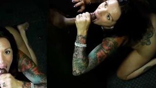 Tattooed Maria May Deepthroats Glory Hole Cock & Swallows 8 Cumshots