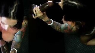 Tattooed Maria May Deepthroats Glory Hole Cock & Swallows 8 Cumshots