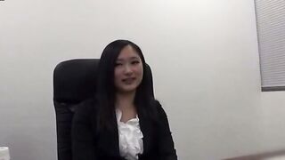 Japanese Office Babe Gets Hairy Pussy Handjob In Tight Skirt