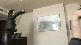 Japanese Woman in Leather Suit Gets Hard Whipped by Dominant Master
