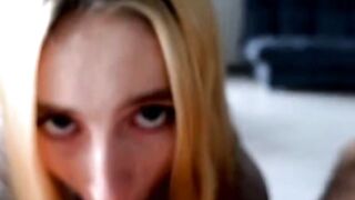 Amateur Blonde Wife Deepthroats Dick & Gets Cum On Her Boobies At Home