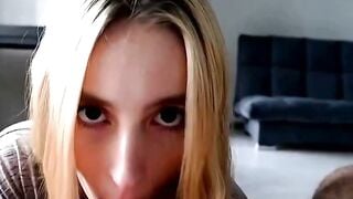 Amateur Blonde Wife Deepthroats Dick & Gets Cum On Her Boobies At Home