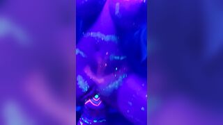 Extreme CBT Insertion on Bondage Fuckdoll in Neon Glow Party