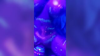 Extreme CBT Insertion on Bondage Fuckdoll in Neon Glow Party