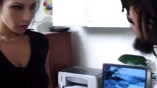 Leah Lexington Deepthroats Dick James' Monster Black Cock in Office