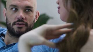 Gracie Jane Sucks Cliff Jensen's Hard Cock on Couch