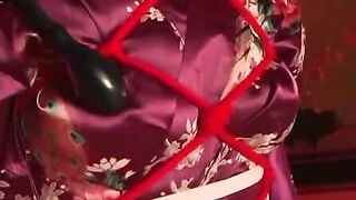 Saki Yano Bonded in Kimono: Tight Rope Restraint & Dildos