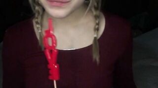 Blonde Teen Sucks Candy On Webcam