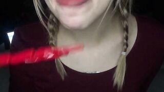 Blonde Teen Sucks Candy On Webcam