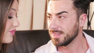Angelica Heart Deepthroats Francis X Then Gets Her Tight Ass Banged On The Leather Couch
