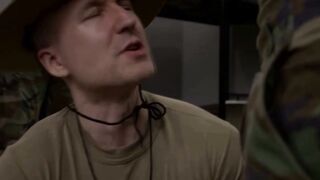 Inked Shemale Soldier Gets Barebacked By 2 Curvy Military Babes In Barracks