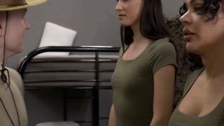 Inked Shemale Soldier Gets Barebacked By 2 Curvy Military Babes In Barracks