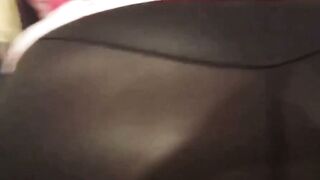 Amateur Sucks Cock & Takes Cumshot on Tight Latex Leggings