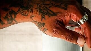 Stella Luxx Deepthroats Inked Jason Luv's Giant Black Cock For Sloppy Facial Cumshot
