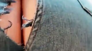 Tight Butt Plowed Through Ripped Jeans in Doggy Style