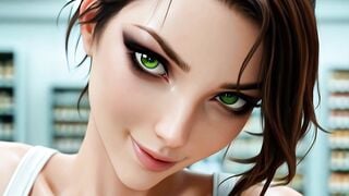 3D Brunette Deepthroats & Rides Hard In Supermarket Aisle