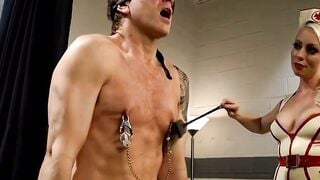 Lorelei Lee Tattooed Male Sub Nipple Clamps Crop Gag Facesit