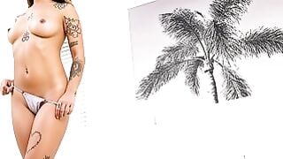Tattooed Yumi Sin Deepthroats Huge Ebony Dick & Gets Cum Shot On Camera