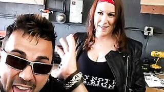 Desiree Huge Titted Biker Girl Gets Cum on Breasts in Garage