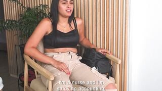 Latina Teen in Glasses Deepthroats Big Cock During Casting Interview