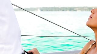 Little Caprice Raw Yacht Sex: Muscular Man Rides Her Tight Ass Outdoors