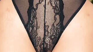 Thick Black Cougar in Lace Bodysuit Deepthroats You While Hubby Works