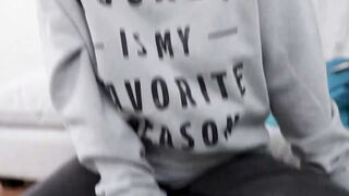 Stepsister Sucks Cock In Tight Grey Sweatshirt Until Facial Cumshot