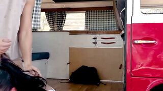 Inked Vanlife mom Blows Young Dick Into Red Camper