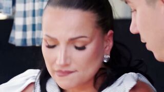 Inked Vanlife mom Blows Young Dick Into Red Camper