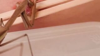 Live Praying Mantis Crawls Over Bare Nipple with Wooden Stick Guide