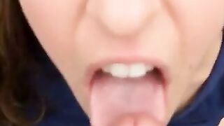 Amateur Girlfriend Sucks Cock Deepthroat & Takes Cum Facial