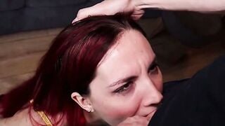 Redhead Russian Whore Deepthroats Hard Dick In Tight Throat Game
