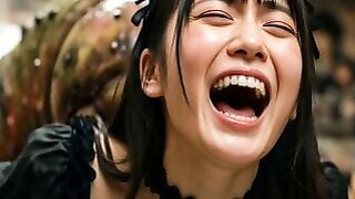 AI Bizarre: Japanese Girl Deepthroats Massive Insect Dick in Public Shop