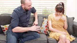 Honey Hayes Sucks Stepdad's Cock After Flashing Hairy Cunt