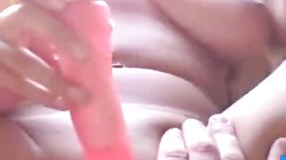 Amateur Big Titted Woman Sucks Cock with Vibrator in Mouth