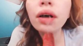 Redhead Amateur Sucks Red Dildo On Webcam