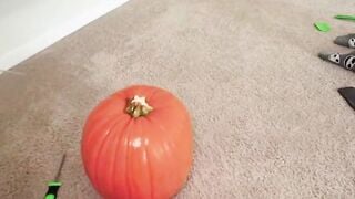 Sneaky Step Dude Tricks BBW Milf In Blowing His Cock From A Pumpkin