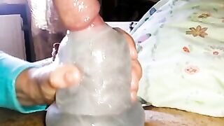 Danish Amateur Squirting With Sex Toy On Floral Bedding