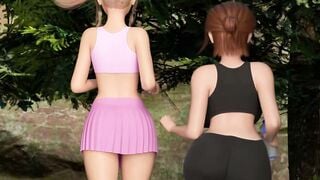 Tattooed Blonde Shemale Deepthroats Massive Futa Cock in Public Forest Creampie