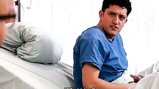 Big Boobs Nurse Deepthroats Cock While African Man Fucks Her From Behind