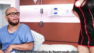 Big Boobs Nurse Deepthroats Cock While African Man Fucks Her From Behind