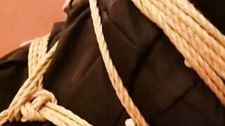 Japanese Woman Bound in Tight Rope Bondage and Gagged
