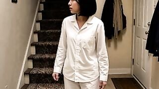 Slender Asian Cougar Deepthroats Giant BBC While Daughter Watches